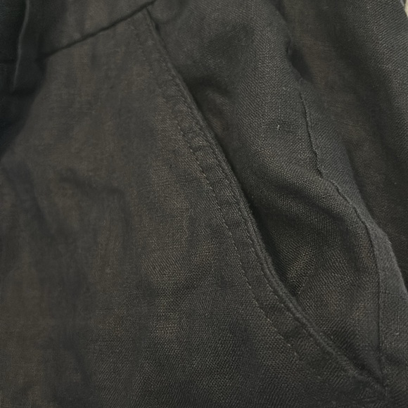 Zara navy blue linen blend Bermuda shorts SZ M high rise relaxed fit preppy - Picture 8 of 15